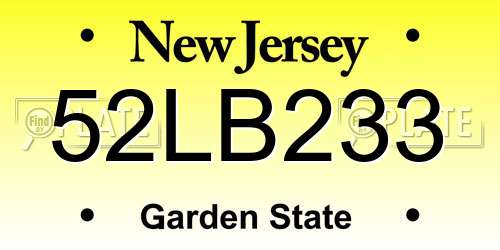 52LB233 New Jersey License Plate