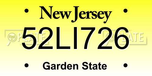 52LI726 New Jersey License Plate
