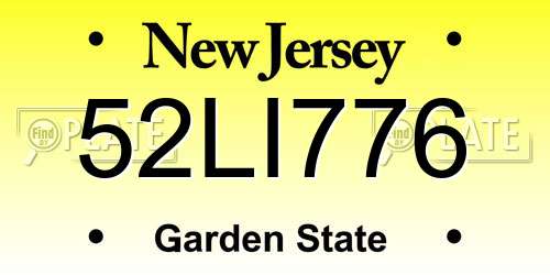 52LI776 New Jersey License Plate