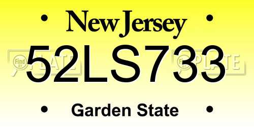 52LS733 New Jersey License Plate