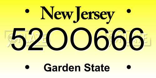 52OO666 New Jersey License Plate