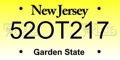 52OT217 New Jersey License Plate