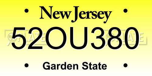 52OU380 New Jersey License Plate