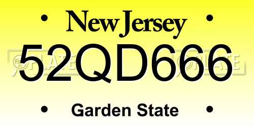 52QD666 New Jersey License Plate