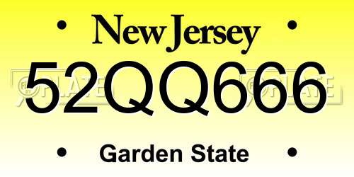 52QQ666 New Jersey License Plate