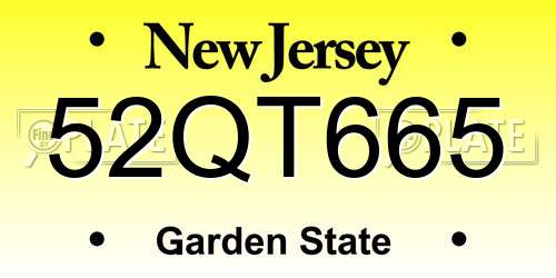 52QT665 New Jersey License Plate