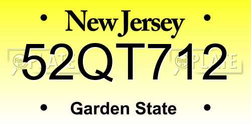 52QT712 New Jersey License Plate