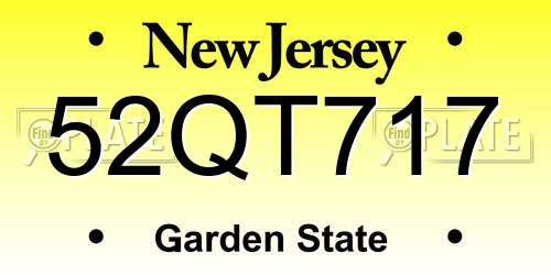52QT717 New Jersey License Plate