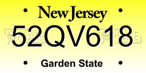 52QV618 New Jersey License Plate