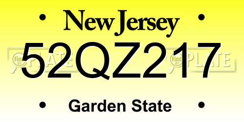 52QZ217 New Jersey License Plate