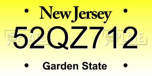 52QZ712 New Jersey License Plate