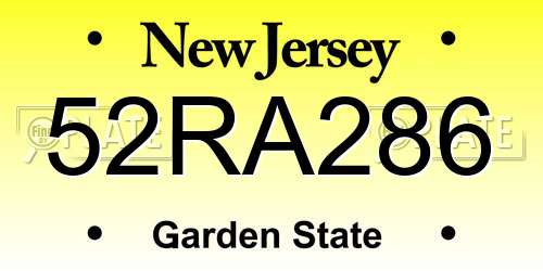 52RA286 New Jersey License Plate