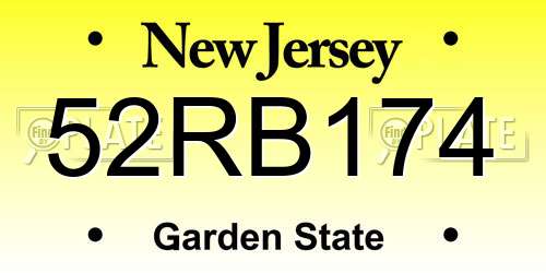 52RB174 New Jersey License Plate