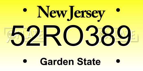 52RO389 New Jersey License Plate