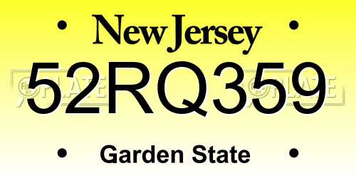 52RQ359 New Jersey License Plate