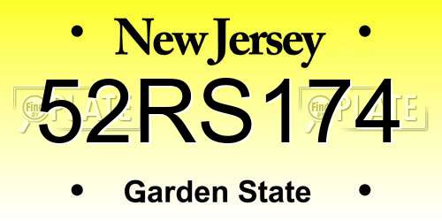 52RS174 New Jersey License Plate