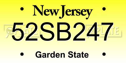 52SB247 New Jersey License Plate