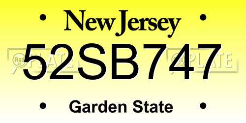 52SB747 New Jersey License Plate