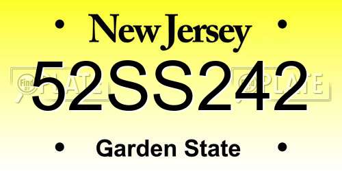 52SS242 New Jersey License Plate