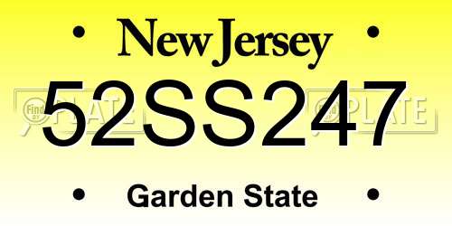 52SS247 New Jersey License Plate
