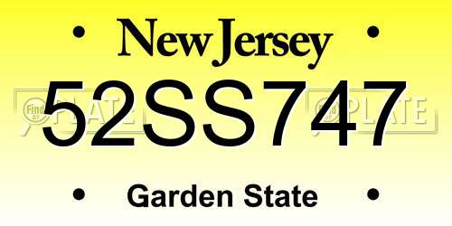 52SS747 New Jersey License Plate