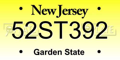52ST392 New Jersey License Plate