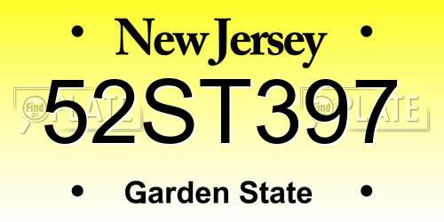 52ST397 New Jersey License Plate