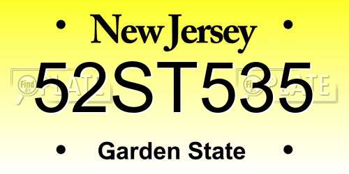 52ST535 New Jersey License Plate