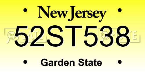 52ST538 New Jersey License Plate