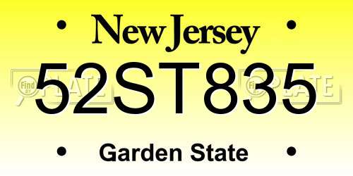 52ST835 New Jersey License Plate