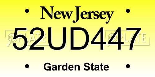 52UD447 New Jersey License Plate