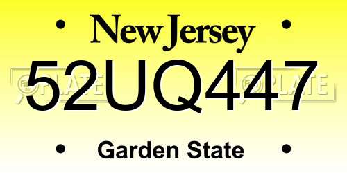 52UQ447 New Jersey License Plate