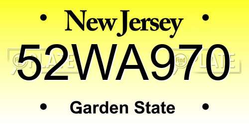 52WA970 New Jersey License Plate