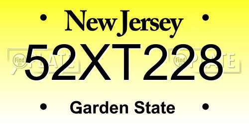 52XT228 New Jersey License Plate