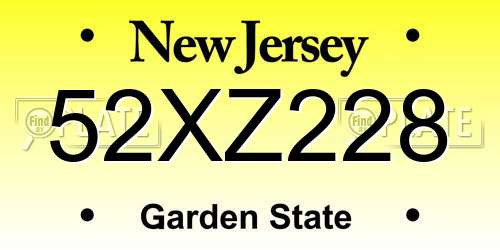 52XZ228 New Jersey License Plate