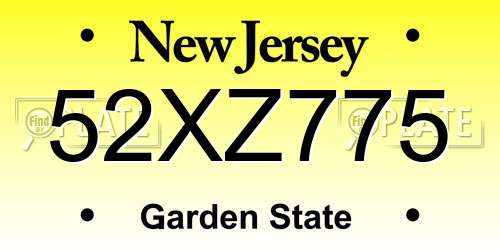 52XZ775 New Jersey License Plate