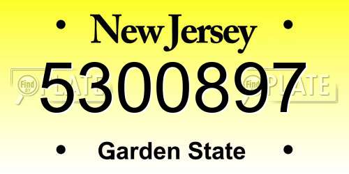 5300897 New Jersey License Plate