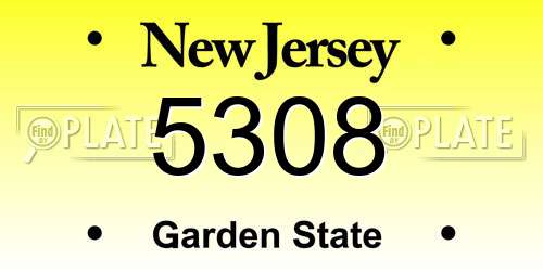 5308 New Jersey License Plate