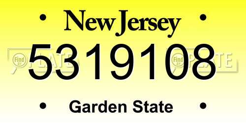 5319108 New Jersey License Plate