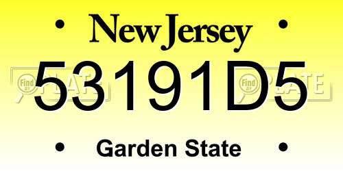 53191D5 New Jersey License Plate