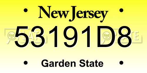 53191D8 New Jersey License Plate