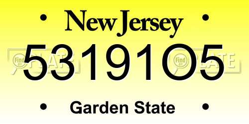 53191O5 New Jersey License Plate