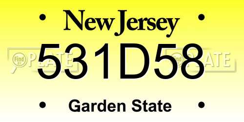 531D58 New Jersey License Plate