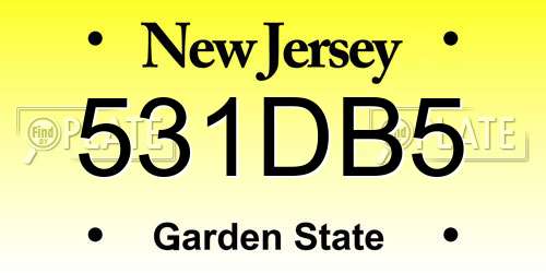 531DB5 New Jersey License Plate