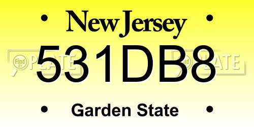 531DB8 New Jersey License Plate