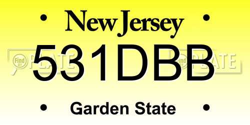 531DBB New Jersey License Plate