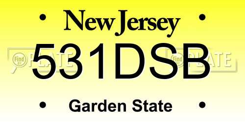 531DSB New Jersey License Plate