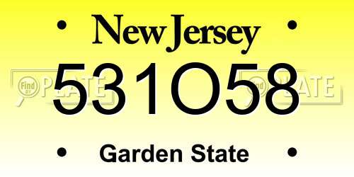 531O58 New Jersey License Plate