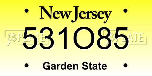 531O85 New Jersey License Plate