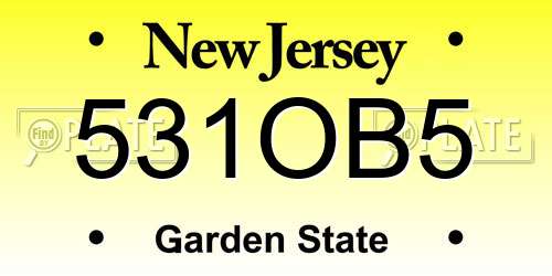 531OB5 New Jersey License Plate